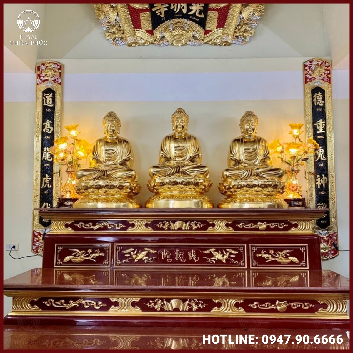 Độ bền của bộ tượng Tam Thế Phật dát vàng Độ bền của bộ tượng Tam Thế Phật dát vàng