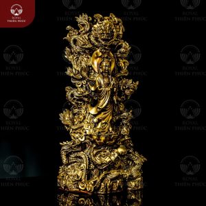 Ý nghĩa tượng Quan Thế Âm Bồ Tát đứng trên tòa Cửu Long bằng đồng vàng