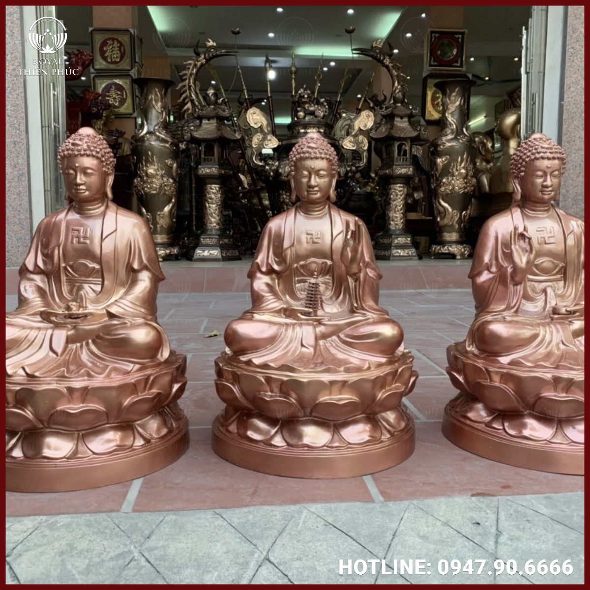 Bộ tượng Tam Thế Phật bằng đồng đỏ Bộ tượng Tam Thế Phật bằng đồng đỏ