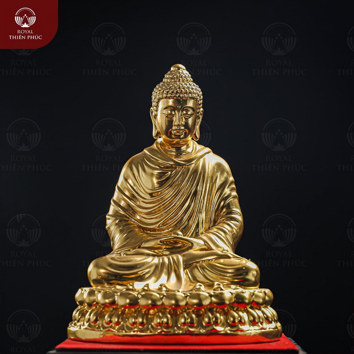 Tượng Phật Thích Ca ngồi thiền bằng đồng dát vàng cao 30cm Tượng Phật Thích Ca ngồi thiền bằng đồng dát vàng cao 30cm